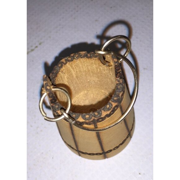 Small Miniature Wooden Hanging Bucket with Metal handle - Picture 3 of 7